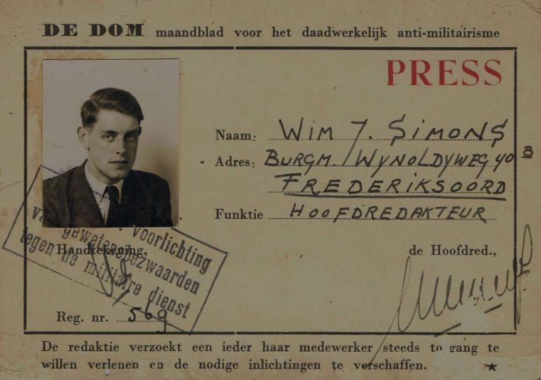 Famous press release: Nederlands: Perskaart Wim Simons, De Dom.1948
